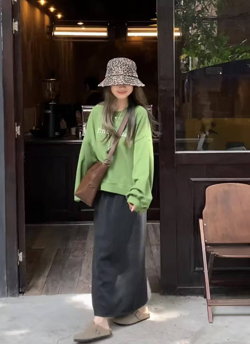 Autumn New Style Casual Lazy Feel Hoodie and Elastic Waist Back Slit Straight Skirt Two-Piece Set