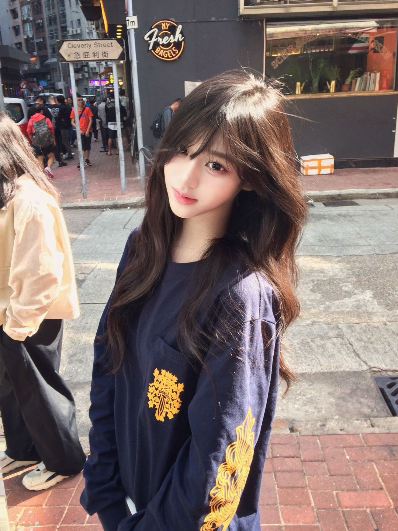 High Quality Pure Cotton Fall New American Puff Print Long Sleeve T-Shirt Women Korean Loose Versatile Hot Girl Top Trendy