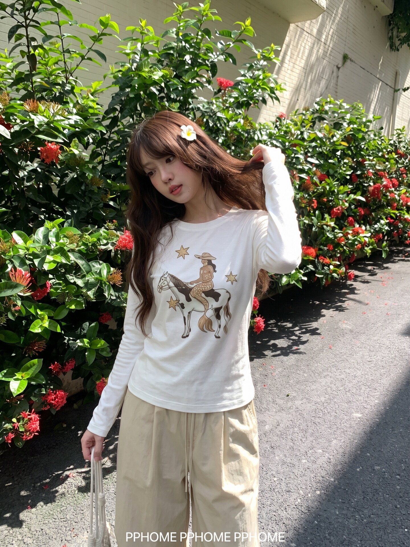 2026 Korean Style Long Sleeve T-Shirt for Women Loose Plus Size Print – Style b16bfa