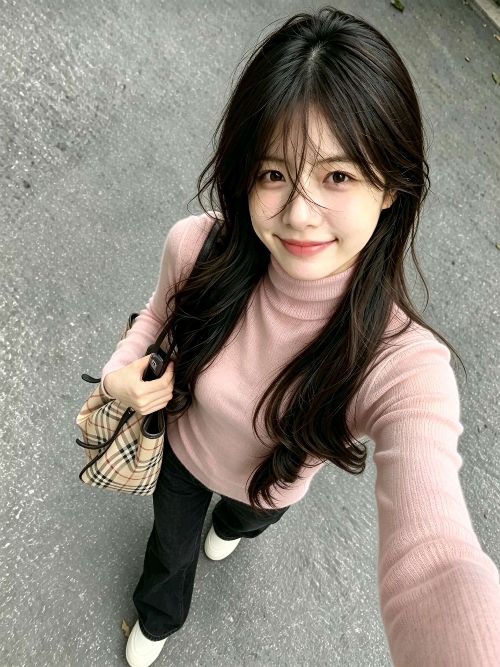 Pink Half-Turtleneck Knit Sweater for Women 2026 Early Autumn Base Layer - Image 4