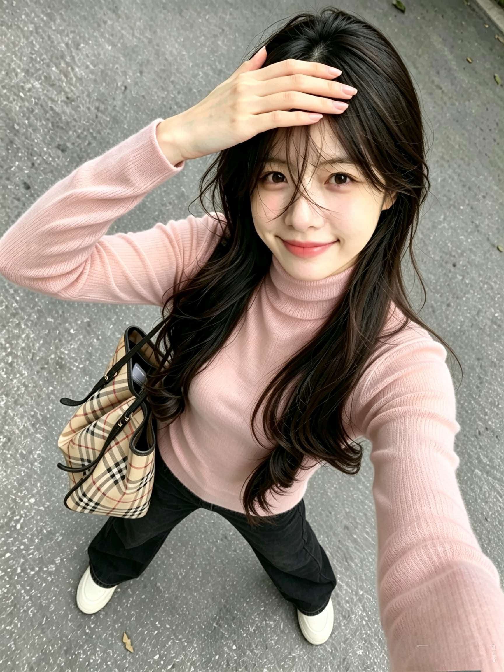 Pink Half-Turtleneck Knit Sweater for Women 2026 Early Autumn Base Layer - Image 2