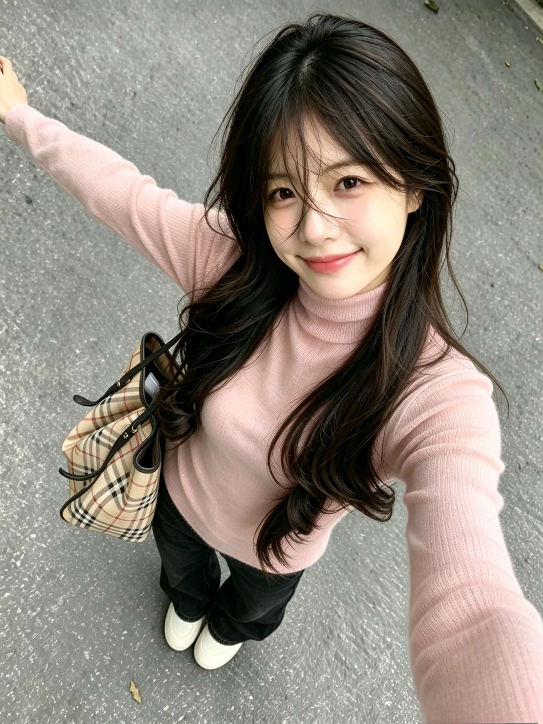 Pink Half-Turtleneck Knit Sweater for Women 2026 Early Autumn Base Layer - Image 3