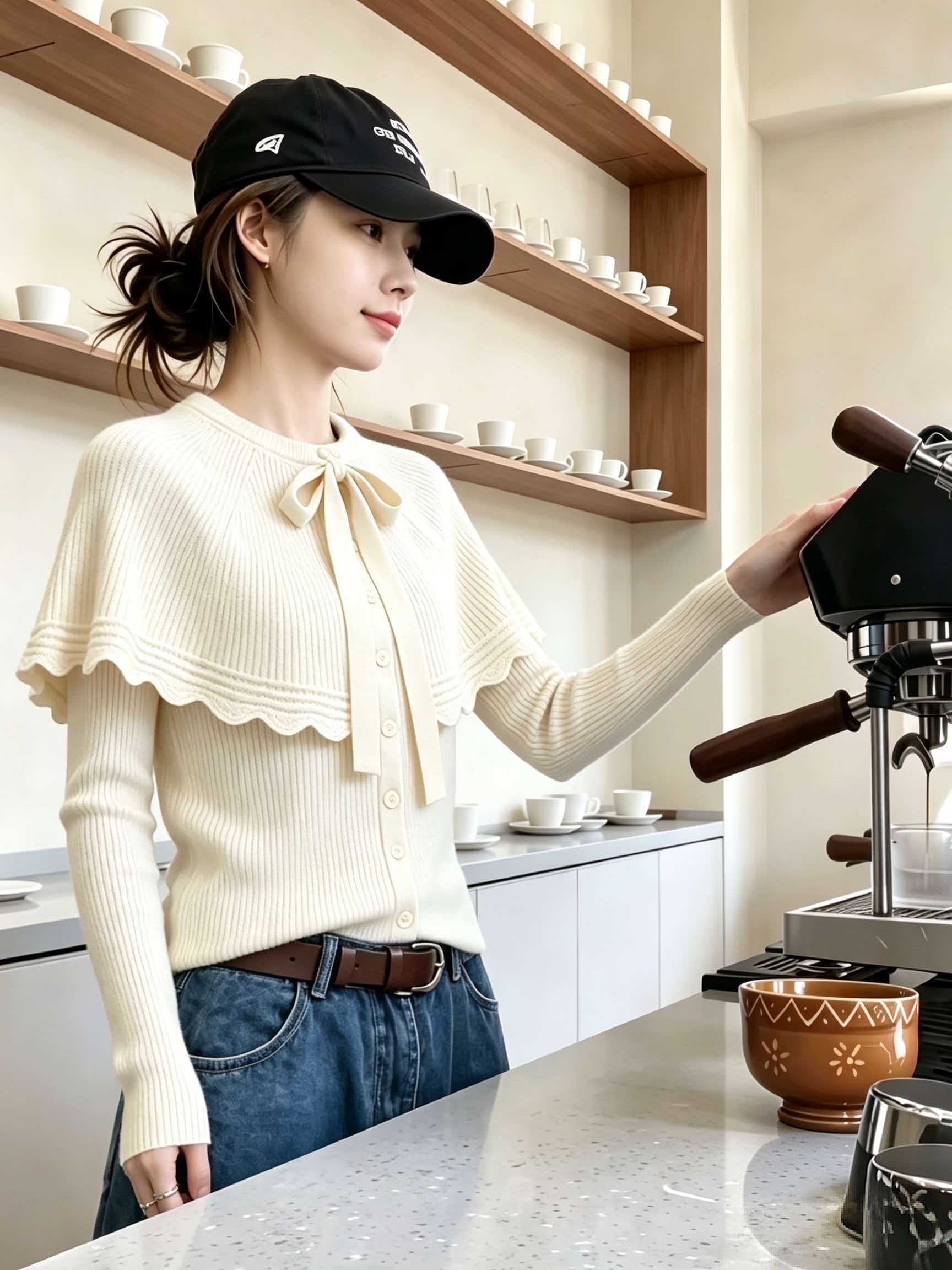 White Cape Shawl Knit Sweater Women 2026 Early Autumn Base Layer Top
